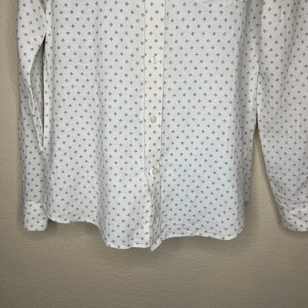 BANANA REPUBLIC Linen Slim Fit Geometric Print Shirt Medium Eclectic Grandpacore